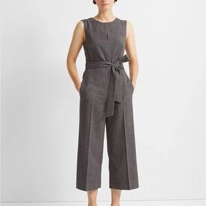 Club Monaco‎ Jumpsuit Plaid Wide Leg Belted Sleeveless Tapered Cropped